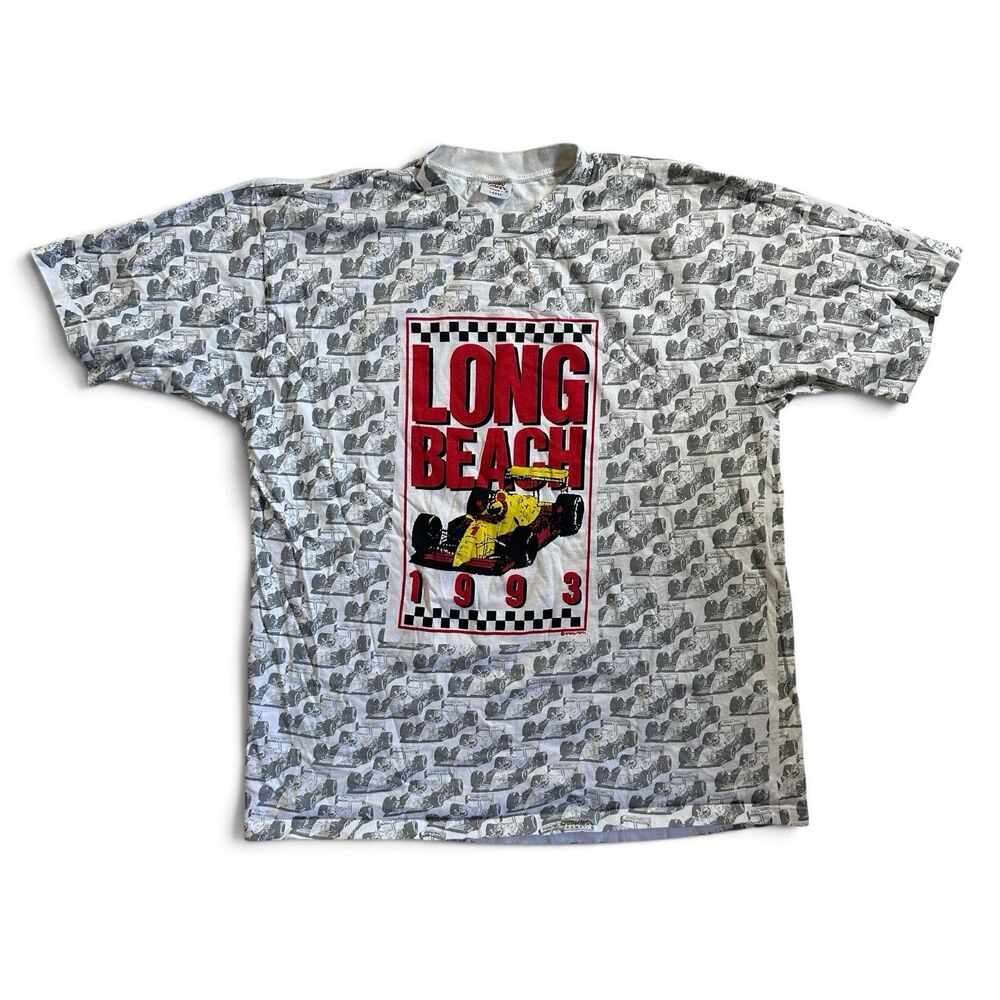 Vintage 1993 Crazy Shirts Long Beach Grand Prix Racing AOP Single-Stitch RARE